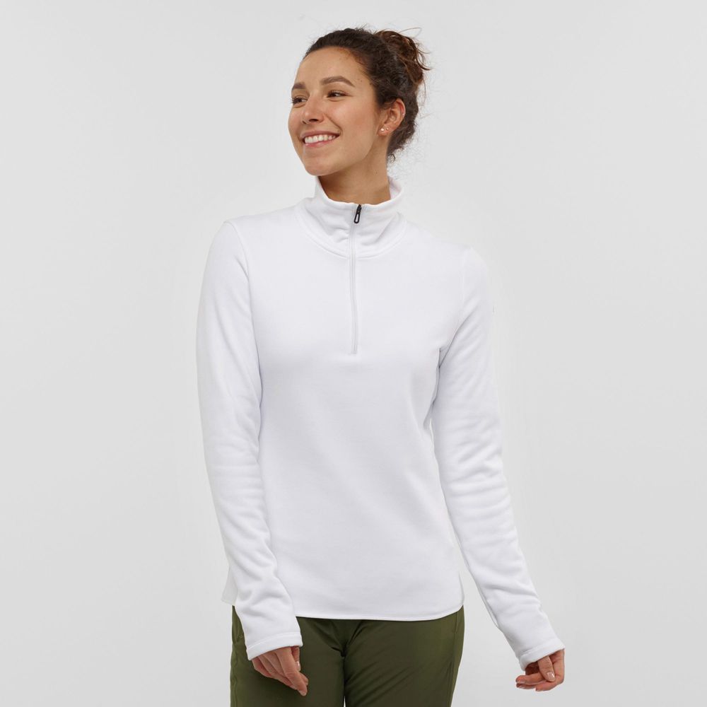 Salomon WARM AMBITION HALF ZIP W Capa Intermedia Mujer - Blancas - Colombia (27589-XGJS)